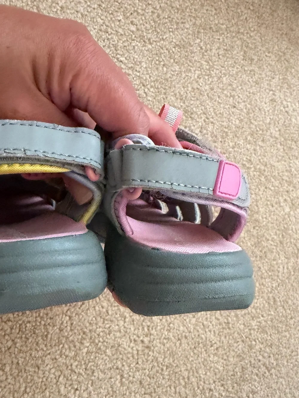 Cat & Jack Gray Sandals with Pink and Yellow Accents